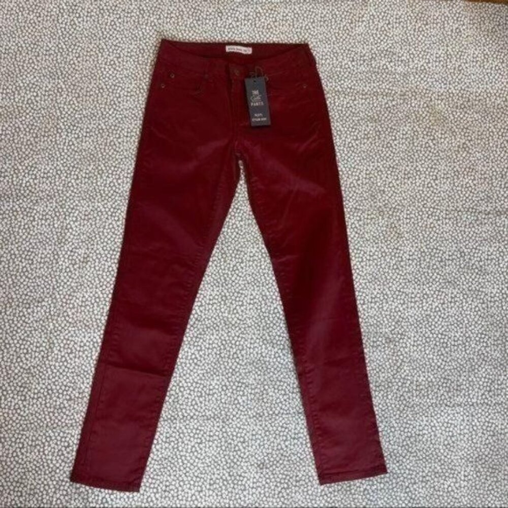Cielo Jeans Red Faux Leather Skinny Pants Mid Rise Size 5 - Picture 5 of 11